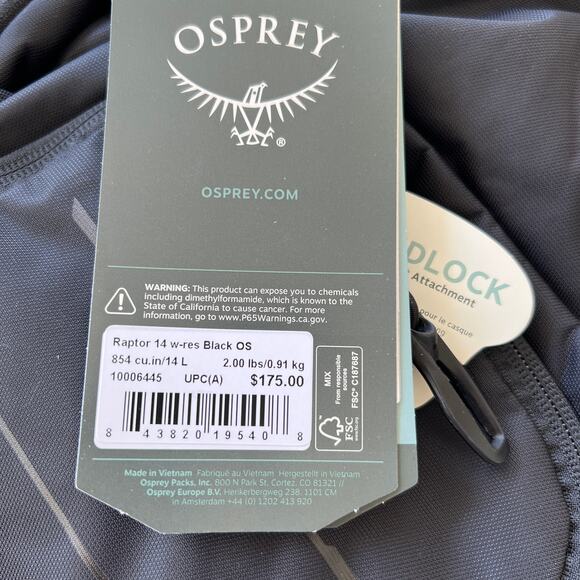 Osprey Raptor 14L Men's Mountain Biking Backpack with Hydraulics Reservoir NWT - Picture 3 of 11